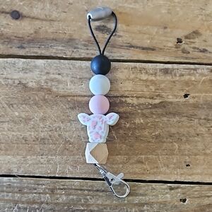 Cute Cow Beaded Keychain